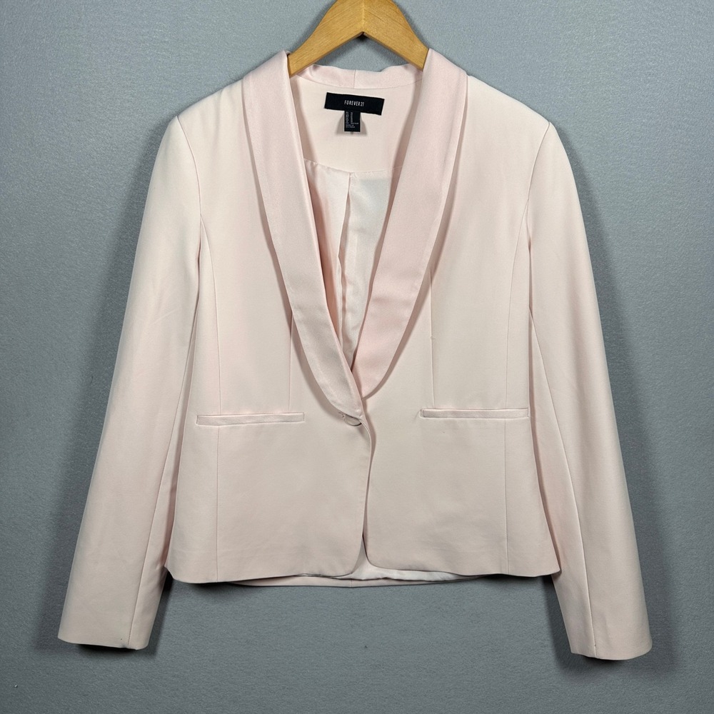Forever 21 Womens Dusty Pink Blazer Shawl Collar Single Button Jacket Size M